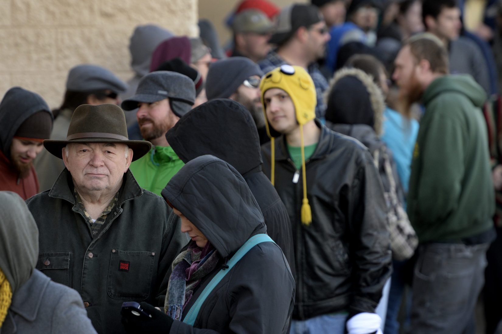 A line formed around a Colorado recreational marijuana shop in opening week.