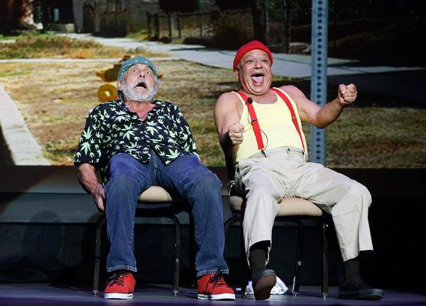 Comedians Tommy Chong, left, and Cheech Marin