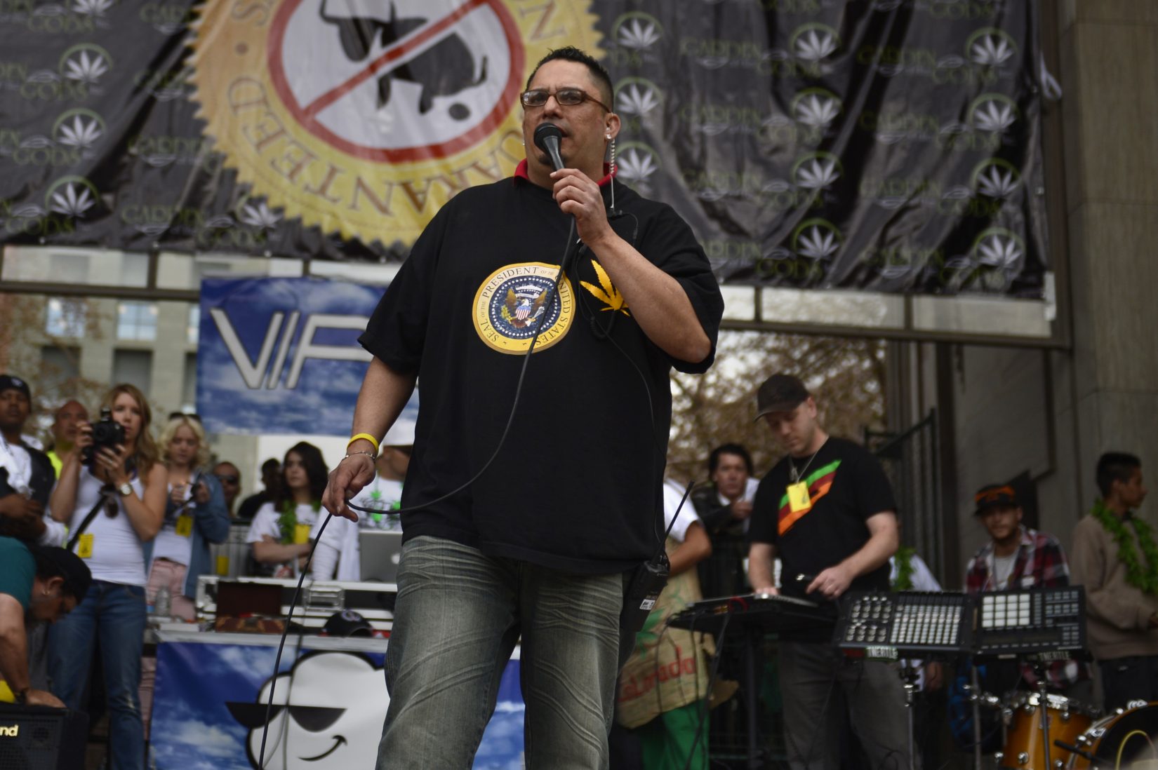 4/20 rally organizer Miguel Lopez spoke during the the event at Civic Center on April 20, 2013.