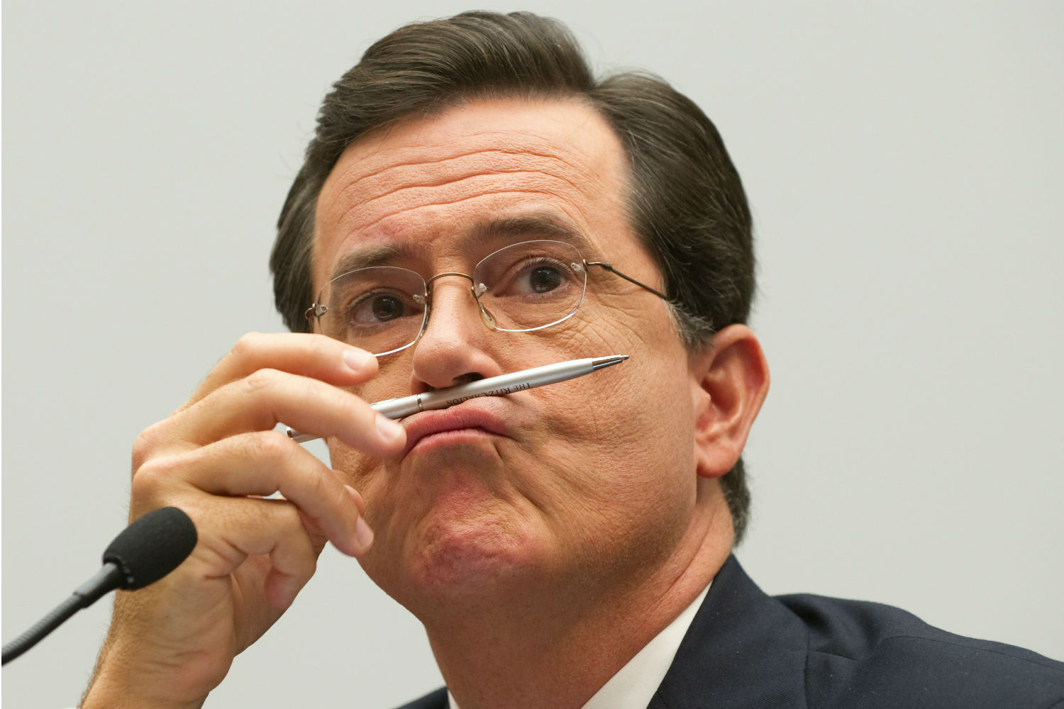 How psyched is Stephen Colbert and his "Colbert Report" writing team about legalized marijuana sales in Colorado? Very. (Saul Loeb, AFP/Getty)
