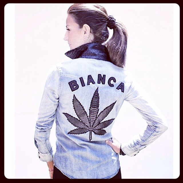 High Times' West Coast editor Bianca Barnhill wears a Jacquie Aiche-designed shirt (via Instagram)