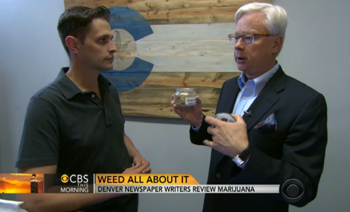 Cannabist marijuana critic Jake Browne talks with CBS correspondent Barry Peterson on "CBS This Morning." (CBS)