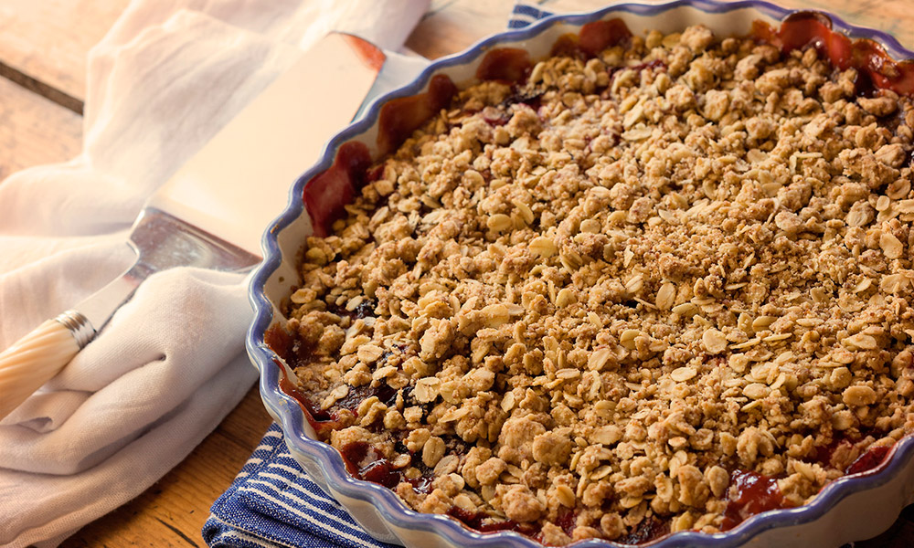 Plum and apricot crumble one of many winning fruit combos (recipe)