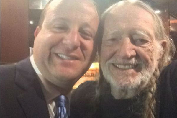 Selfie! That's Colorado congressman Jared Polis and country singer Willie Nelson. (twitter.com/jaredpolis)
