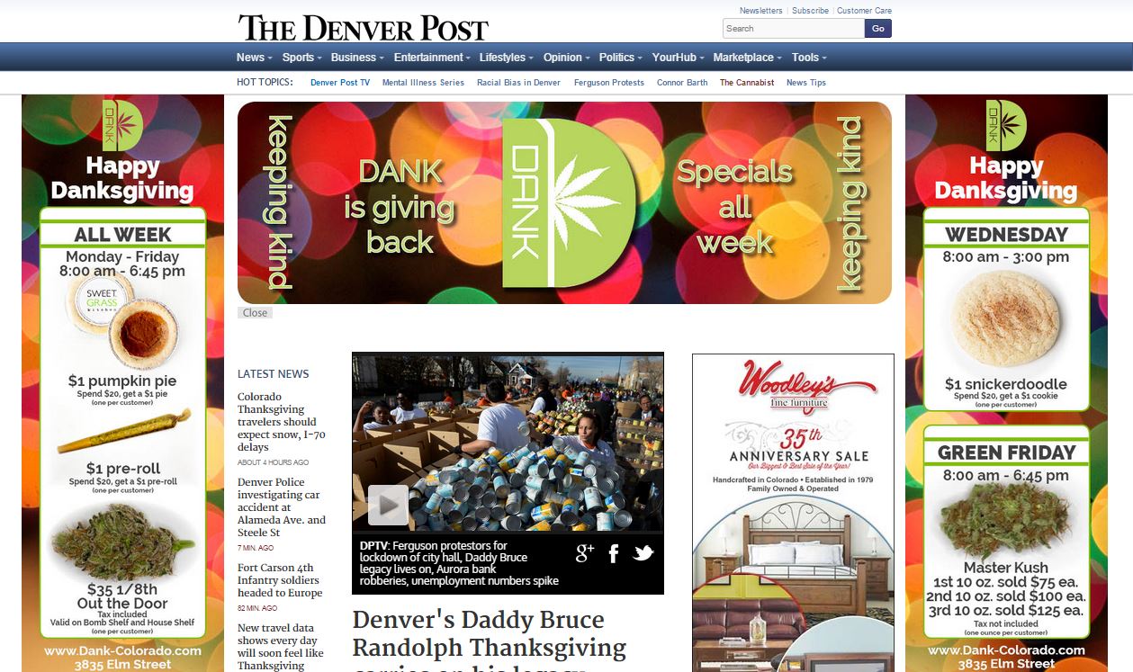 The Denver Post's day-before-Thanksgiving homepage (denverpost.com)