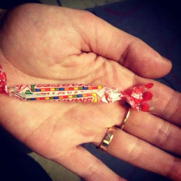 A joint in a Smarties candy wrapper: "This is the cutest and Smartyest way we've ever received a joint," says the ladies from Comedy Central's "Broad City." (twitter.com/broadcity)