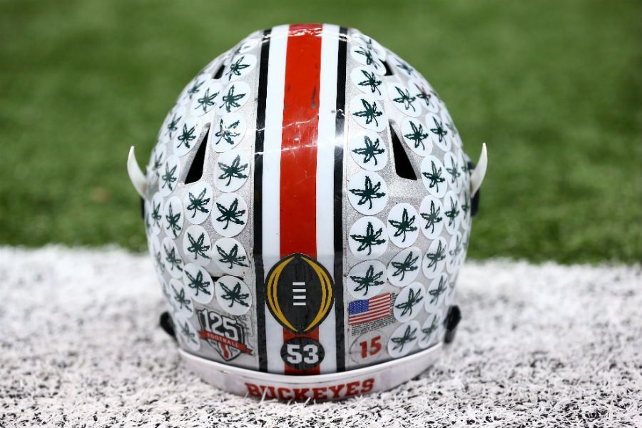 An Ohio State Buckeye helmet is seen on the sidelines prior to the start of the All State Sugar Bowl at the Mercedes-Benz Superdome on Jan. 1, 2015 in New Orleans, Louisiana. (Streeter Lecka, Getty Images)
