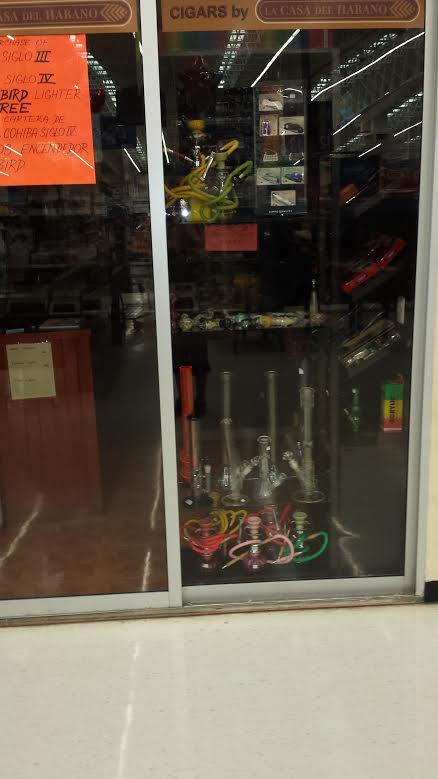 Bongs for sale inside a Mexican Walmart.