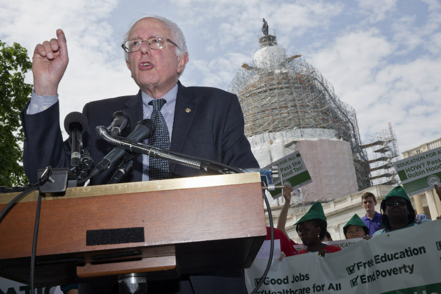 Democratic presidential candidate Sen. Bernie Sanders, I-Vt., at a news conference on Capitol Hill in Washington D.C. on May 19, 2015. (Jacquelyn Martin, AP)