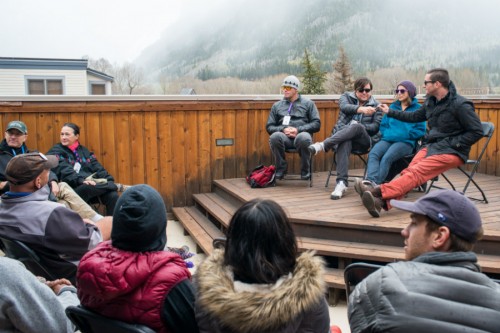The first Cannabis & Conversation panel at Telluride Mountainfilm with, from left, journalist Rob Story, The Cannabist's Ricardo Baca, Alpine Wellness' Geneva Shaunette and "Rolling Papers" director Mitch Dickman. (Gus Gusciora)