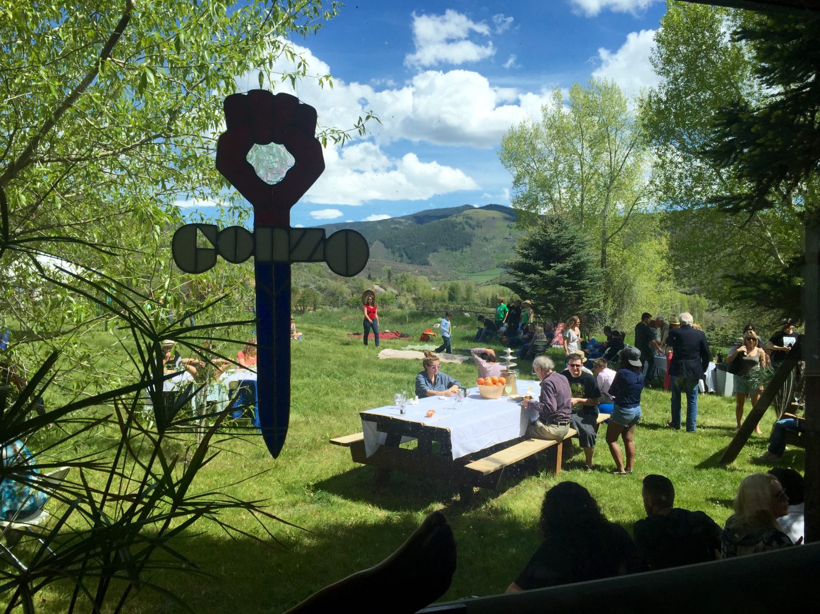 The view from Anita Thompson's house on Owl Farm, with NORML's annual Aspen barbecue in the background. (Katie Shapiro, The Cannabist)