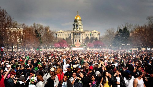 A large crowd congregates in Civic Center Park for the 2010 Denver 4/20 rally. (Joe Amon, Denver Post file) 