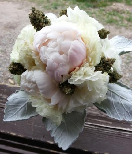 Cannabis-infused wedding bouquets, floral arrangements and boutonnieres from Buds & Blossoms. (Bec Koop)