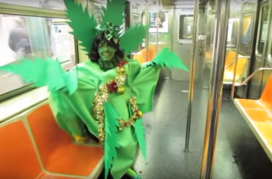 Who is that woman dressed as a weed plant in the subway? (Nellie McKay)