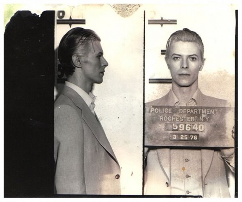 David Bowie's mugshot, dated March 25, 1976 (Rochester Police Department)