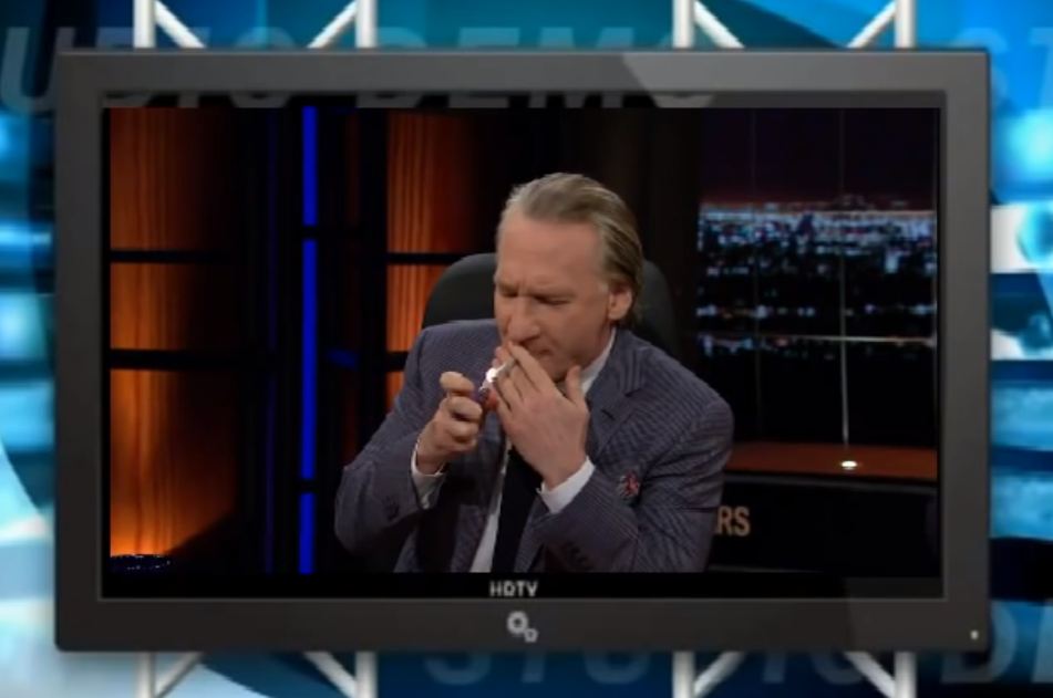 Bill Maher lit and smoked a joint on an episode of 'Real Time with Bill Maher' that aired Feb. 12, 2016. (HBO)