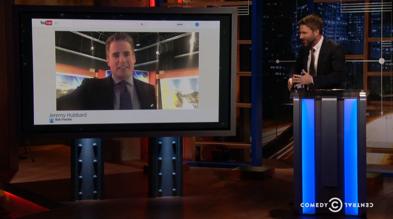 "@midnight" host Chris Hardwick had some fun with Denver-based news anchor Jeremy Hubbard on the Comedy Central show's 4/20 episode. (Comedy Central)