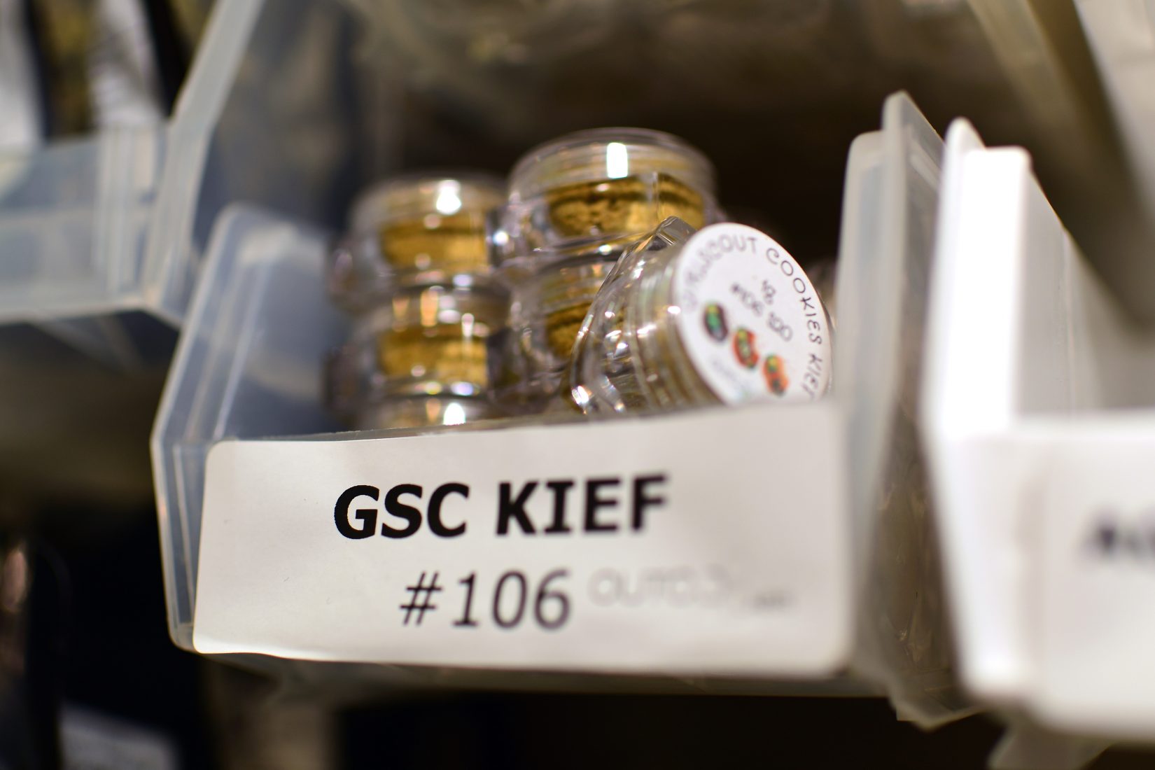 Grams of kief are prepackaged for sale at the Outliers Collective in San Diego County, California in October 2016. (Vince Chandler, The Cannabist)