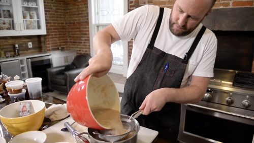 Chef Hosea Rosenberg prepares a gourmet cannabis-infused pudding