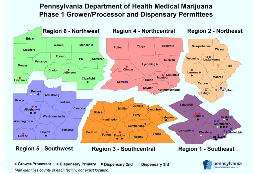 Pennsylvania medical marijuana dispensary locations